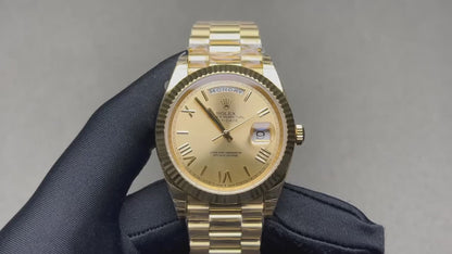 Gold President D-Date Champagne Roman Numerals Dial - Luxury Watch