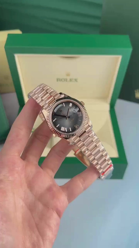 Everose Gold President D-Date 40 Slate Ombre - Luxury Watch