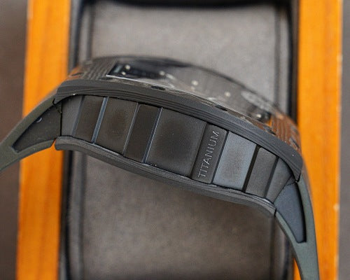 Carbon Sports Watch Black Rubber Open Work Black Dial- Luxury Watch