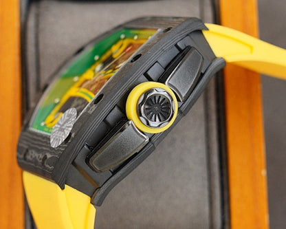 Carbon Sports Watch Yellow Rubber Green and Yellow Dial- Luxury Watch