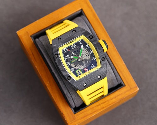 Carbon Sports Watch Rubber Yellow and Black Dial- Luxury Watch