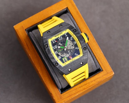 Carbon Sports Watch Rubber Yellow and Black Dial- Luxury Watch