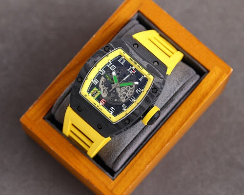 Carbon Sports Watch Rubber Yellow and Black Dial- Luxury Watch