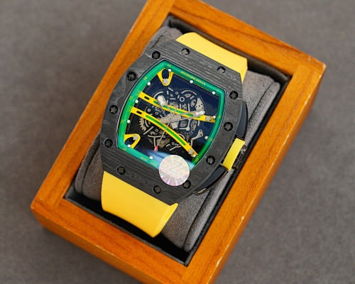 Carbon Sports Watch Yellow Rubber Green and Yellow Dial- Luxury Watch