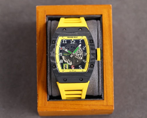 Carbon Sports Watch Rubber Yellow and Black Dial- Luxury Watch