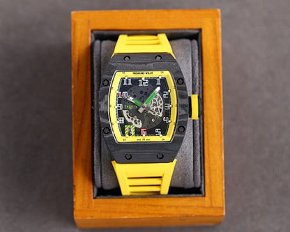 Carbon Sports Watch Rubber Yellow and Black Dial- Luxury Watch
