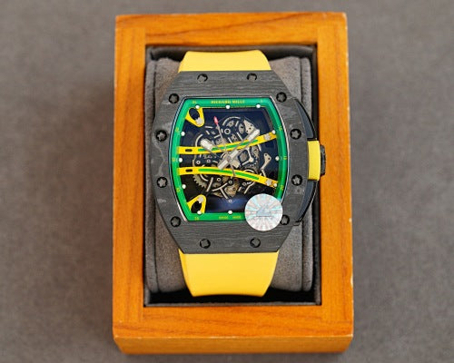 Carbon Sports Watch Yellow Rubber Green and Yellow Dial- Luxury Watch