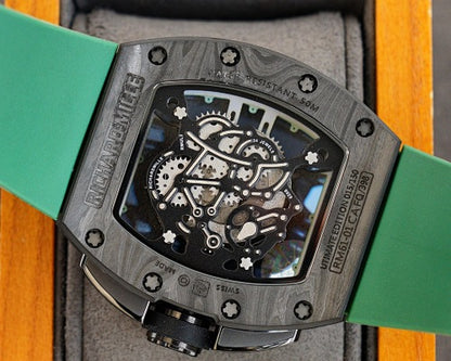 Carbon Sports Watch Green Rubber Green and Yellow Dial- Luxury Watch