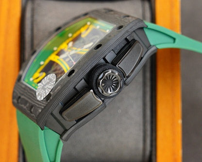 Carbon Sports Watch Green Rubber Green and Yellow Dial- Luxury Watch