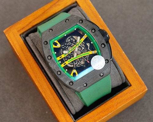 Carbon Sports Watch Green Rubber Green and Yellow Dial- Luxury Watch
