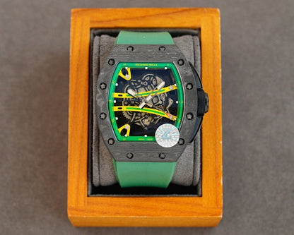 Carbon Sports Watch Green Rubber Green and Yellow Dial- Luxury Watch
