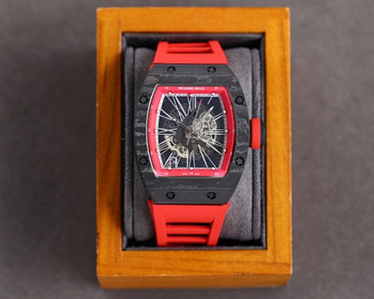 Carbon Sports Watch Rubber Red and Black Dial- Luxury Watch